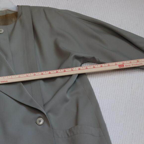 Vintage Louis Feraud Asymmetrical closure trench coat Taupe M/L? - Picture 5 of 6